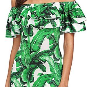 Women's Floral Ruffle Off Shoulder Bodycon Dress
